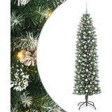 vidaXL Umetno vitko božično drevo med 300 LED Zelena in bela 240 cm | Shoptok.si