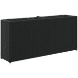 Furnova Cvetlično korito z 2 loncema črno 90x20x40 cm poli ratan, (22014473) | Shoptok.si