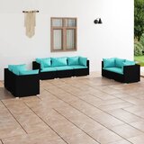 The Living Store Vrtna sedežna garnitura 7-delna z blazinami poli ratan črna - Vrtna Sedežna Garnitura, (21481751) | Shoptok.si