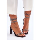 FJ1 Elegant Tied Sandals With Rhinestones Black Nessy | shoptok.hr