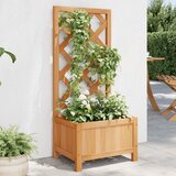 vidaXL Cvetlično korito z mrežo rjava trden les jelke | Shoptok.si