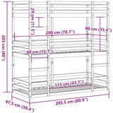 vidaXL Trostruki krevet na kat voštano smeđi 90x200 cm borovina | shoptok.hr