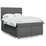 vidaXL Box spring postelja z vzmetnico temno siva 140x200 cm blago Cene