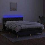  Krevet box spring s madracem LED crni 140x200 cm od tkanine | shoptok.hr