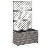 vidaXL Sadilica s rešetkom i 2 posude 58x30x107 cm od poliratana siva | shoptok.hr