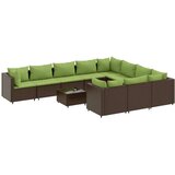  11-dijelni set vrtnih sofa od poliratana s jastucima smeđi | shoptok.hr