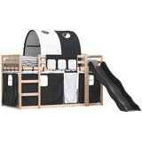  Krevet na kat s toboganom i zavjesama bijelo-crni 80 x 200 cm | shoptok.hr