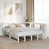  Knjižna postelja brez vzmetnice bela 135x190 cm trdna borovina | Shoptok.si
