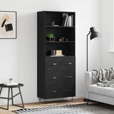 vidaXL Visoka komoda črna 69,5x34x180 cm inženirski les Cene
