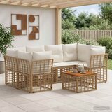  Set vanjskih sofa 7 kom. Prirodna i krema bijela poliratan | shoptok.hr