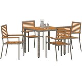  Vrtni set za objed 5 pcs Siva i smeđa poliratan | shoptok.hr