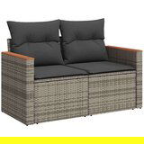 vidaXL 9-dijelni set vrtnih sofa poliratan i bagrem s jastucima sivi | shoptok.hr