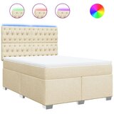  Krevet s oprugama i madracem krem 160x200 cm od tkanine | shoptok.hr