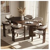 Skye_Decor Skye Decor Trpezarijski sto i stolice set 7kom Meridia 6 - Milano Walnut, Dark Walnut, White | Eponuda.com