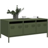 vidaXL Klubska mizica olivno zelena 101,5x50x43,5 cm valjano jeklo | Shoptok.si
