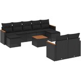  10-dijelni set vrtnih sofa s jastucima crni od poliratana Crna 61 x 62 x 69 cm | shoptok.hr