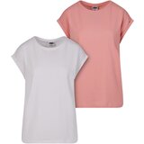 Urban Classics Women's T-shirt Extended Shoulder Tee - 2pcs - pink+white | shoptok.hr