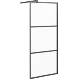 Pregrada za tuš 90 x 195 cm s mutnim staklom ESG crna | shoptok.hr