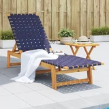 vidaXL Ležaljka za sunčanje sa stolićem od drva bagrema i tkanine