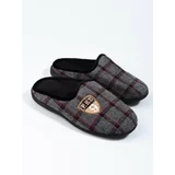 SHELOVET Men's grey plaid slippers
