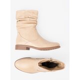 Shelvt Comfortable beige ankle boots with ruffles | Shoptok.si