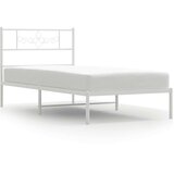 vidaXL Kovinski posteljni okvir z vzglavjem bel 100x190 cm | Shoptok.si