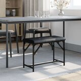  Blagovaonska klupa crna 62 x 32 x 45 cm čelik i umjetna koža | shoptok.hr