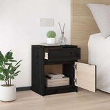  Nočna omarica 2 kosa črna 40x31x50 cm trdna borovina, (20733879) | Shoptok.si