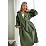 Dewberry 40345 Belted Balloon Sleeve Women Trenchcoat-Khaki | shoptok.hr