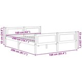  Za krevet od masivne borovine sivi 160 x 200 cm | shoptok.hr