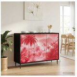 vidaXL Kreveta AACHEN Crni hrast 102 x 33 x 76 cm Konstruirano drvo - Ružičasti uzorak palme | shoptok.hr