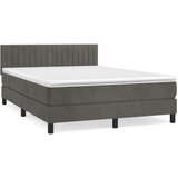 vidaXL Box spring postelja z vzmetnico temno siva 140x200 cm žamet, (20893078) Cene