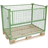 eurokraft basic Mrežast natični okvir za EUR-paleto, z loputo, velikost zank 50 x 50 mm, višina 800 mm, zelene barve | Shoptok.si