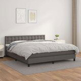  Box spring postelja z vzmetnico siv 160x200 cm umetno usnje, (20894703) | Shoptok.si