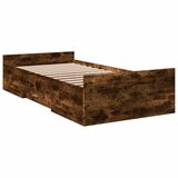  The Living Store Posteljni okvir s predali dimljen hrast 90x200 cm inž. les - Posteljni Okvir, (21499759) | Shoptok.si