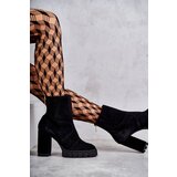 Boto Suede Boots On Heel Black Elia | Shoptok.si