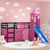 The Living Store Otroški pograd s stolpom roza 90x190 cm trdna borovina - Otroški Pograd, (21452241) | Shoptok.si