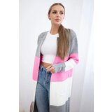 Kesi Cardigan sweater on straps gray+light pink | shoptok.hr