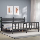 The Living Store Posteljni okvir z vzglavjem siv 200x200 cm trden les - Posteljni Okvir, (21530914) | Shoptok.si