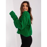 Fashion Hunters Green loose sweater with cables | shoptok.hr