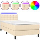  Krevet box spring s madracem LED krem 90x190 cm od tkanine | shoptok.hr