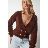  Women's Brown Soft Bearded Knitwear Cardigan Cijene