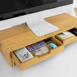 SoBuy stojalo za monitor pisalna miza organizator z 2 predali v barvi lesa v skandinavskem slogu, (20815121) | Shoptok.si