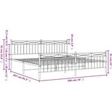  Metalni okvir kreveta uzglavlje i podnožje crni 193x203 cm | shoptok.hr