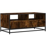vidaXL Klubska mizica dimljen hrast 100x50x45 cm inžen. les in kovina | Shoptok.si