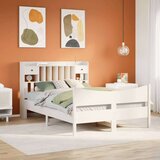 vidaXL Posteljni okvir brez vzmetnice bel 140x190 cm trdna borovina | Shoptok.si