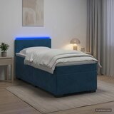  postelja z vzmetnico, žamet, modra, 90×190×88 cm Cene