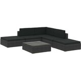  Vrtna sedežna garnitura 6-delna z blazinami poli ratan črna, (20597828) | Shoptok.si