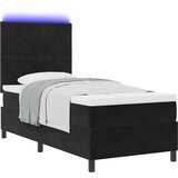 vidaXL Box Spring Postelja z Mattresom in LED Črna 90x190 cm Žamet | Shoptok.si