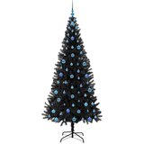 vidaXL Božično drevo med 300 LED z stojalom Črna 210 cm PVC | Shoptok.si